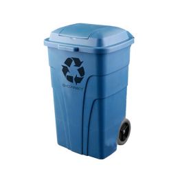 Papelera Contenedor Q-Connect Plastico Con Tapadera 240 L Color Azul 1040x620x610 mm Con Ruedas