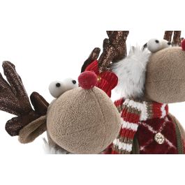 DKD Home Decor Figura Reno Navidad Alpina Poliester Verde Rojo Marrón 11x30x22 cm Set 4 Unidades Surtidas