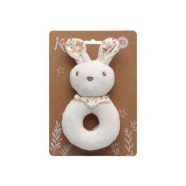 KioKids Sonajero Peluche Conejo Blanco Suave Poliéster para Bebés +0 Meses | Juguete de Estimulación Sensorial Auditiva y Coordinación Ojo-Mano