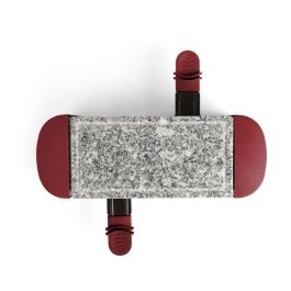 Livoo DOC156RC Máquina Raclette para 2 personas 350W con Bandeja de Granito Extraíble, 2 Ollas de Fondue y Pies Antideslizantes - Rojo Chile