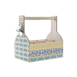 DKD Home Decor Portavasos Colonial Colección Africa de MDF Azul Turquesa 16.5 x 27 x 25 cm Pack de 2 Unidades