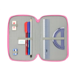 Plumier Triple Gabby's Dollhouse Confetti Rosa Turquesa 12,5 x 19,5 x 5,5 cm 37 Piezas