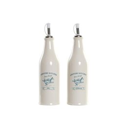 DKD Home Decor Aceitera Vinagrera Set de 2, Dolomite e Inox, 250 ml, Blanco Turquesa, Apta Microondas y Lavavajillas