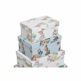 Caja Urban DKD Home Decor Azul Blanco 33.5 x 15.5 x 43.5 cm Set de 10