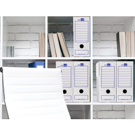 Liderpapel Caja archivo definitivo folio prolongado carton reciclado 325g/m2 lomo 116 mm blanco 388x116x275 mm