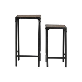 Mesita Auxiliar Item Home DKD Home Decor Natural Negro 38 x 75 x 38 cm Set de 2