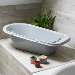 Thermobaby LUXURY TUB Bañera Infantil Plegable Charming Grey con Tapón de Drenaje Estable Robusta Antideslizante para Bebé
