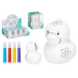 Pincello Hucha Patito en Cerámica con 4 Rotuladores - 11 x 12 x 9.5 cm (Set de 24) Precio: 53.49999996. SKU: S3600171