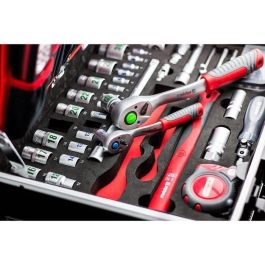 Meister Carro de Herramientas con 156 Piezas: Kit Completo de Alicates, Llaves y Destornilladores para Taller y Bricolaje