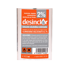 Desinclor Solución 2% Alcohólica, Antiséptico y Fungicida con Clorhexidina, Bote 100 ml