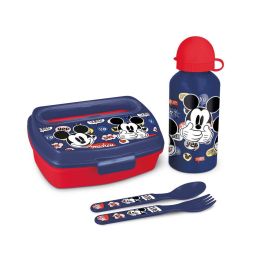 Set De Botella Y Sandwichera + Cubiertos Safta Escolar 210x70x180 mm Mickey Mouse Happy Smiles