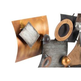 DKD Home Decor 7 x 53 x 109 cm Abstracto Círculos Metal Cobrizo Gris Decoración de Pared Vintage