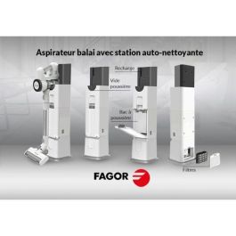 Fagor FG6415 Aspirador Escoba Inalámbrico 2 en 1, 300W, Autonomía 60 min, Base Autolimpiante, Tubo Flexible, 3 Velocidades