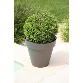Riviera Maceta Soleilla Redonda para Plantas Grandes, Jardín y Terraza - 85 L de Capacidad, Ø 60 cm x Altura 53,6 cm, Acabado Gris Brillante