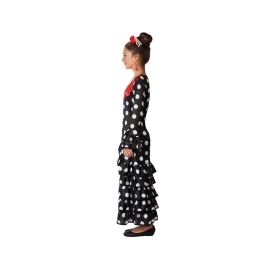 Disfraz de Flamenca Sevillana para Niña 7-9 Años, Negro con Lunares Blancos Disfraz de Flamenca Sevillana para Niña 7-9 Años, Negro con Lunares Blancos