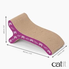 Catit Poste Rascador de Cartón Corrugado con Catnip para Gatos, Protege Muebles de Arañazos, 46x22x20 cm Violeta