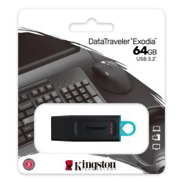 Kingston DataTraveler Exodia Memoria USB 64GB USB 3.2 Gen 1 de Alto Rendimiento con Diseño Portátil y Tapa Protectora