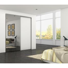 Emuca Kit de herrajes para armario de 2 puertas correderas y cierre suave Placard 81, perfil Wave, espesor 16mm, tableros no incluidos, Anodizado mate