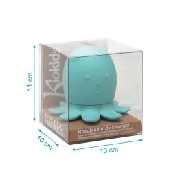 KioKids Cepillo Masajeador Champú de Silicona para Bebé, Masaje Suave Cuero Cabelludo Sensible, Relajante, Edad +4 Meses, Color Verde