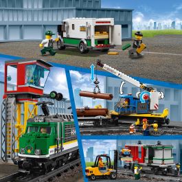 LEGO Tren de Carga con Control Remoto City 60198 - Set completo con 4 Vagones, 33 Vías, Carretilla Elevadora y 6 Figuras