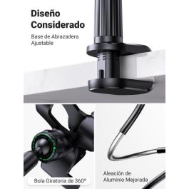 Ugreen 80906 Soporte para teléfono Móvil con Clip Multifunción de 90cm para Escritorio, Negro