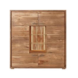 DKD Home Decor Armario Colonial Marrón 4 Puertas Acacia Cristal Led 145x40x153 cm Precio: 517.4999995. SKU: S3033783