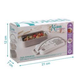 KioKids Caja Almuerzo Rectangular Acero Inoxidable Dolci Amici Elefante +4 meses Gris 550ml Hermética