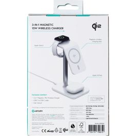eSTUFF Cargador Inalámbrico Magnético 3 en 1 QI2 para iPhone 12-16, Apple Watch, AirPods y Android. Máx 15W Teléfono