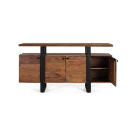 Giner y Colomer Aparador de 4 Puertas en Palisandro y Metal Nogal 175x45x90 cm