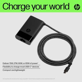 HP Cargador para portátil USB-C de 65W, compatible con la mayoría de dispositivos USB-C