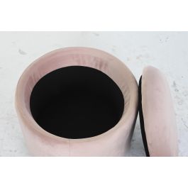 DKD Home Decor Reposapiés Rosa Negro Poliester Metal 42 x 42 x 42 cm