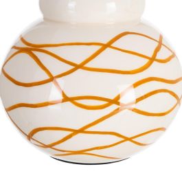 Jarrón Blanco-Mostaza Metal Decoración 16 X 16 X 18 cm