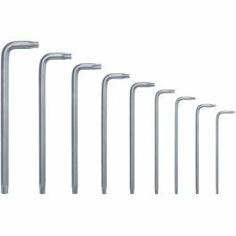 Bosch BOS4053423254112 Juego de Llaves Torx de 9 Piezas TX8-TX40, Acero S2, Lado Largo, Antióxido con Barra de Almacenamiento