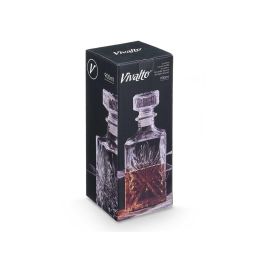 Vivalto Licorera Tallada Rombos de Vidrio Transparente, 900 ml, 9x23.5x9 cm (12 Unidades)