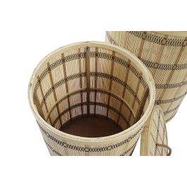 DKD Home Decor Cesta Urban de Bambú Marrón con Tapa, de 40 cm Ancho x 63 cm Alto x 40 cm Profundo, Set de 2 Unidades