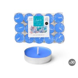 Acorde Set 30 Velas Tea Light Océano 3h de Cera Azul - 19 x 2.7 x 11.2 cm (24 Unidades)