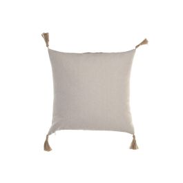 DKD Home Decor 2c25 Cojín Boho de Algodón y Yute, Natural Crudo 45 x 45 cm (2 Unidades) con Cremallera