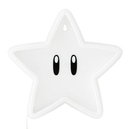 Paladone Luz LED Neón Super Star Super Mario de Pared 24cm Brillo Amarillo, USB, Decoración Gamer Oficial Nintendo