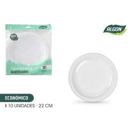 Set de 10 platos redondos de plástico económico 22 cm Algon (18 Cajas) Precio: 16.50000044. SKU: B13Y8FD6BP