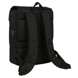 Safta Mochila con solapa portátil 13,3'' + USB Real Betis Balompié Premium Negra 29x39x12cm
