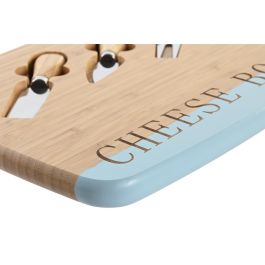 DKD Home Decor Tabla de Cortar de Bambú e Inox para Queso, Set de 4 Piezas, Colores Surtidos, Pack de 3 Unidades, 33.5x24x2 cm