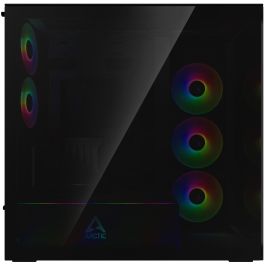 ARCTIC Xtender VG Midi Tower PC, Negro, con ventana y montaje GPU vertical, EATX, Metal, Vidrio templado, Gaming