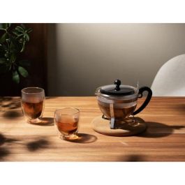 Bodum Chambord Tetera de Acero Inoxidable con Tamiz y Mango de Vidrio, 1 Litro, Color Gris y Transparente, Apta Lavavajillas