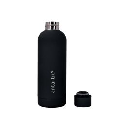 Antartik Botella Portalíquidos Isotérmica de Acero Inoxidable Libre de BPA, Doble Capa, Frío 24h/Calor 12h, Negro, 500 ml