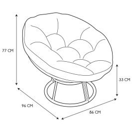 Home Deco Factory Butaca Giratoria Cancún Blanca Acolchada Cómoda para Jardín o Terraza 96x86x77 cm