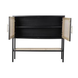 DKD Home Decor Aparador Balines Negro Natural 110 x 30 x 100 cm (Paulownia, MDF, Ratán)