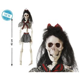 Figura Esqueleto Novia con Lazo Rojo y Falda a Rayas 40 cm - Decoración Halloween Día de Muertos Precio: 4.49999968. SKU: B175T6VNJJ