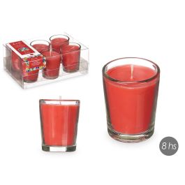 Set 6 Velas Vaso Vidrio Frutos Rojos Acorde 16X6CM (12 Unidades)