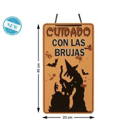 Cartel Colgante Halloween "Cuidado Con Las Brujas" - Decoración para Entradas y Puertas - 40x23 cm Precio: 0.90000042. SKU: B1BFWMMVC7