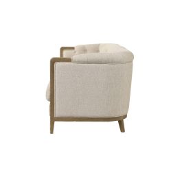 DKD Home Decor 2c24 Sofá Urban 3 Plazas Crudo Capitoné con 3 Cojines 207x84x76 cm de Poliéster y Madera de Fresno Colección Top Sofas